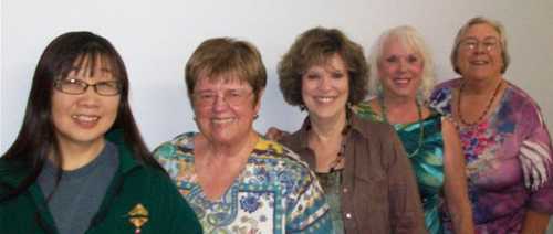 From left to right, Soroptimists of Clearlake, Calif., officers, including Reiko Hattori, treasurer; Kathy Freeborn, vice president; Arlene Grimes, director; Wanda Harris, president; and Marti Foltz, public relations officer. Courtesy photo. octobersoroptimistdelegrates