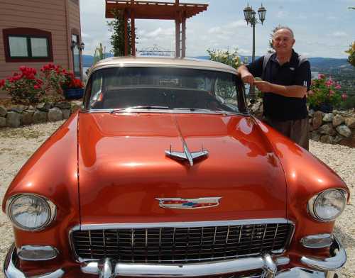 Steve Davis of Lake County, Calif., and his award-winning 1955 Chevy Bel Air. Photo by John Lindblom. stevedavisbelair