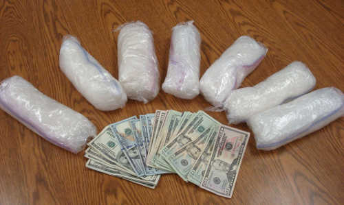 Just over 7 pounds of methamphetamine was seized during a traffic stop in Middletown, Calif., on Friday, April 18, 2014. Lake County Sheriff's Office photo. 041814methbust