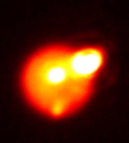 The Aug. 29, 2013, outburst on Io was among the largest ever observed on the most volcanically active body in the solar system. Infrared image taken by Gemini North telescope, courtesy of Katherine de Kleer, UC Berkeley. 082913augustoutburst