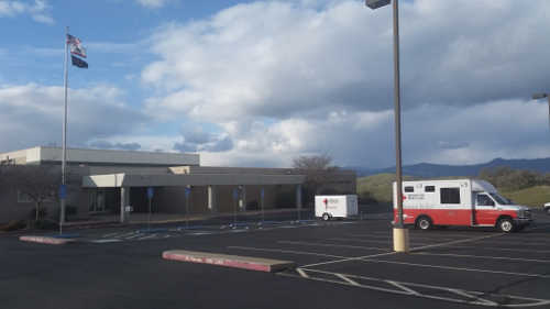 The National Guard Armory in Lakeport, Calif., was opened as an evacuation shelter on Friday, February 24, 2017. It's the second shelter to open in response to flooding across Lake County, Calif. Photo by Elizabeth Larson/Lake County News. 022517natlguardarmory