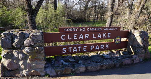 Clear Lake State Park in Kelseyville, Calif., is due to reopen for day use and boating on Wednesday, March 15, 2017, after a monthlong closure due to flooding. Photo by Elizabeth Larson/Lake County News. 031417clspsign