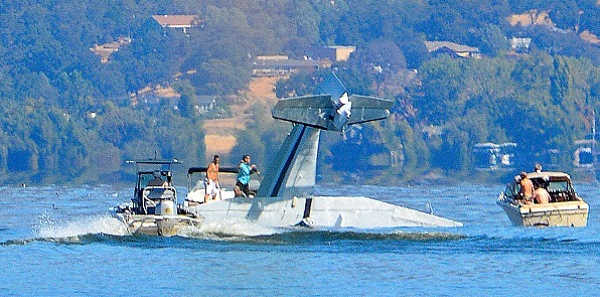 Two men were injured in a seaplane crash on Saturday, September 17, 2016, in Lakeport, Calif., during the annual Clear Lake Seaplane Splash In. Photo courtesy of Ron Keas. 091716keasseaplanecrash
