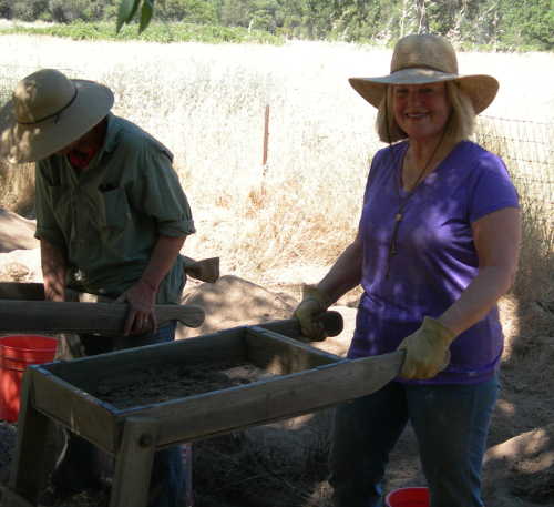 Author Kathleen Scavone on an archaeological dig. Photo courtesy of Kathleen Scavone. scavonearchdig