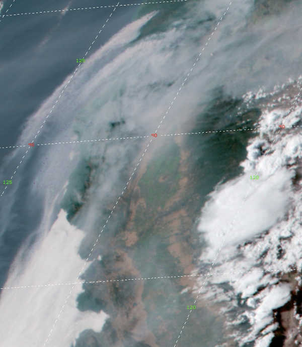 A satellite photo of smoke over Northern California on the afternoon of Saturday, August 19m 2017. Image courtesy of the Lake County Air Quality Management District. Air Quality Management District reports on smoke conditions over Lake County