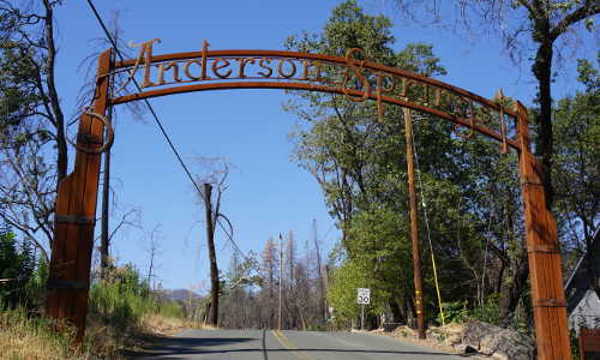 The entrance to the community of Anderson Springs. Lake County News file photo/Elizabeth Larson. Sept. 30 groundbreaking planned for wastewater system, home building effort in Anderson Springs