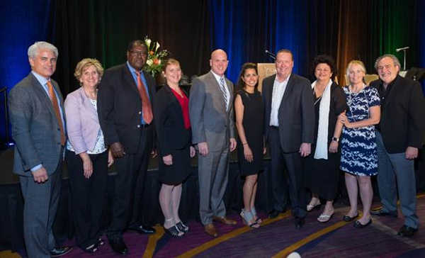 From left to right, Scott Reiner, Adventist Health CEO; Colleen Assavapisitkul, RN, Adventist Health Clear Lake Vice President of Patient Care; Dr. Arthur Bikangaga; Dr. Kimberly Fordham; David Santos, Adventist Health Clear Lake President & CEO; Dr. Pari Azari; Brent Dupper, Adventist Health Clear Lake Administrative Director of Physician & Outpatient Services; Dr. Paula Dhanda; Margaret Walker, Worldwide Healing Hands; and Dr. Mark Shapiro at the 2017 Clinical Summit Awards Dinner on Monday, September 11, 2017. Courtesy photo. Dr. Kimberly Fordham awarded 2017 Physician of the Year