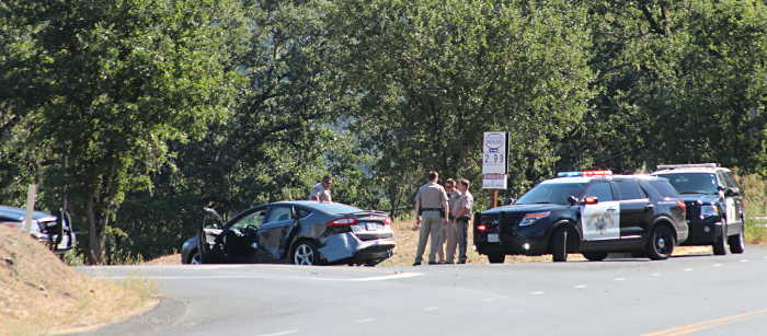 California Highway Patrol officers took a San Diego man into custody on Thursday, July 27, 2017, following two different high-speed vehicle pursuits. Photo by Jerome Strach. CHP arrests man following two high speed chases
