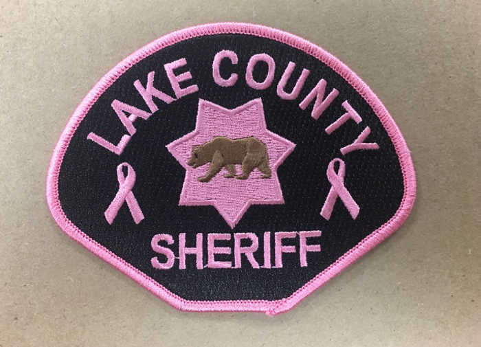 A pink Lake County Sheriff’s Office patch. The agency will be participating in the Pink Patch Project in 2017 as part of the effort to raise funds for a breast cancer navigator position at Sutter Lakeside Hospital in Lakeport, Calif. Courtesy photo. Sheriff’s office participates in ‘Pink Patch Project’