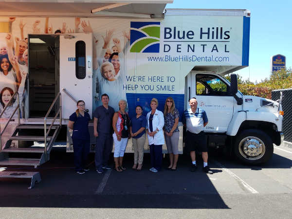 Jacob Kelly, DDS, and Clearlake VA Clinic staff members Natasha Ordaz, Carol Brown, Ivonne Lopez, Karen Kyle, Amanda Celli and Steve Collins in Clearlake, Calif., in June 2017. Courtesy photo. Veterans receive preventive dental care services, oral health education